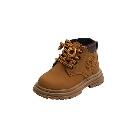 

Zodanni Boys Casual Lace Up Short Bootie Child Walking Breathable Round Toe Ankle Boots Fashion Booties Yellow 7C