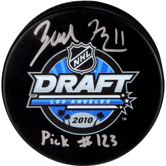 Zach Hyman Edmonton Oilers Autographed 2010 NHL Draft Logo Hockey Puck with "Pick #123" Inscription - Fanatics Authentic Certified