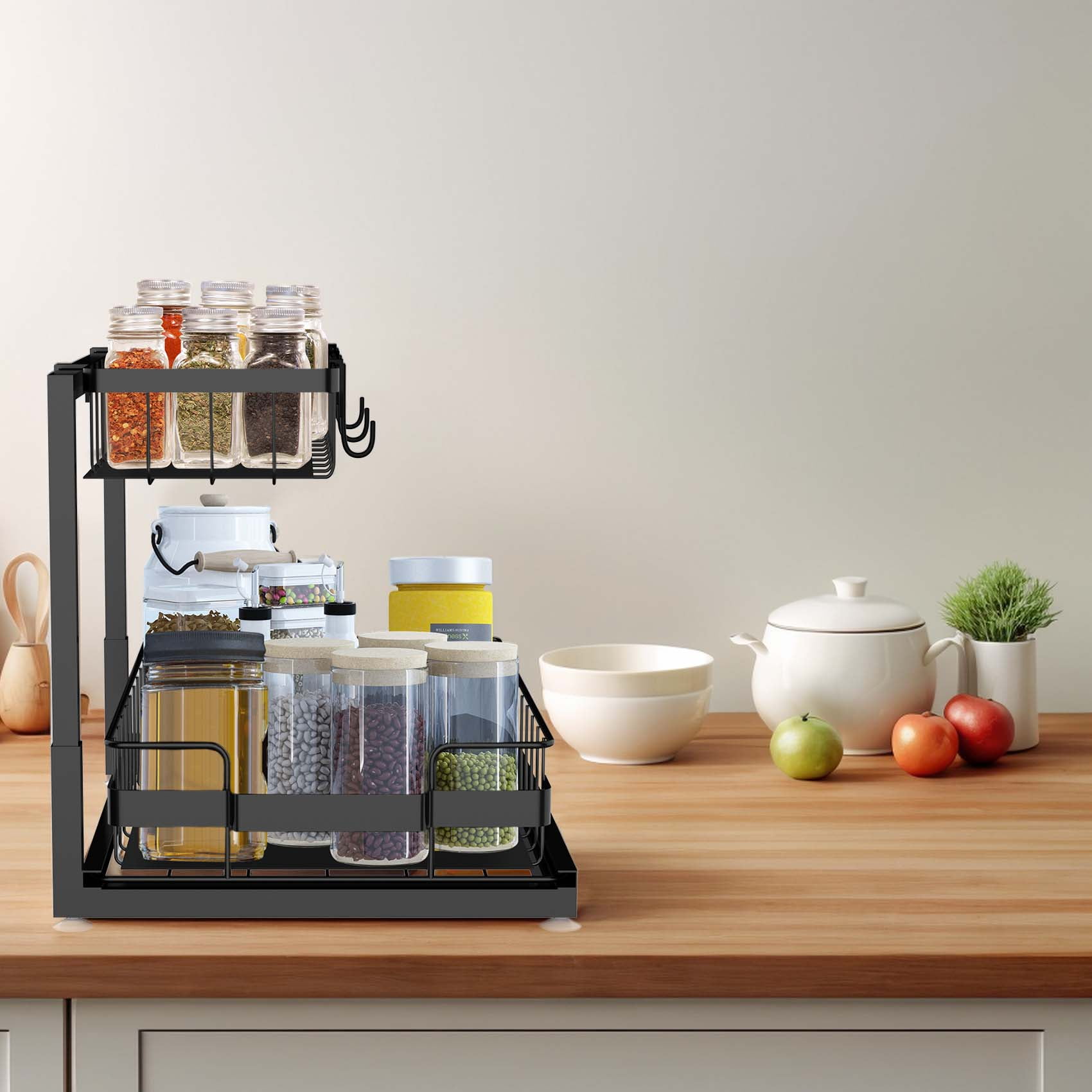 Lnrkai Under Sink Organizer and Storage, Pull Out Bathroom Cabinet Organizer, Multi-Purpose Storage Shelf for Kitchen Cabinet