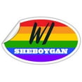 thumbnail image 2 of Sheboygan WI Wisconsin Sheboygan County Rainbow Pride Flag 6 Stripes Pride Flag Euro Decal Bumper Sticker 3M Vinyl 3" x 5", 2 of 3