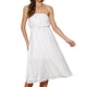 thumbnail image 2 of Vestido midi de verano sin mangas de encaje con cinturón para mujer L blanco, 2 of 6