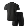 thumbnail image 4 of Gytharion 2 Piece Fashin Walffe Outfits for Men Stand Collar Short Sleeve Shirt with Drawstring Elastic Waist Shorts Sets Soild Color Casual Outfits, 4 of 4