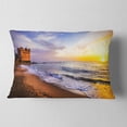 thumbnail image 2 of Designart Castle Santa Severa over Sunset Italy - Seashore Throw Pillow - 12x20, 2 of 5