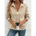 thumbnail image 7 of Cuteduck Women Corduroy Fall Fashion Jacket Zip Up Waffle Knit Casual Shacket Long Sleeve Lapel Coat with Pocket S-XL, 7 of 7