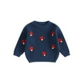 thumbnail image 1 of SUNSIOM Pull pour Bébé Fille Garçon Surdimensionné Broderie Champignon Manches Longues Tricoté Automne Hiver, 1 of 7