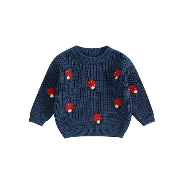 SUNSIOM Pull pour Bébé Fille Garçon Surdimensionné Broderie Champignon Manches Longues Tricoté Automne Hiver