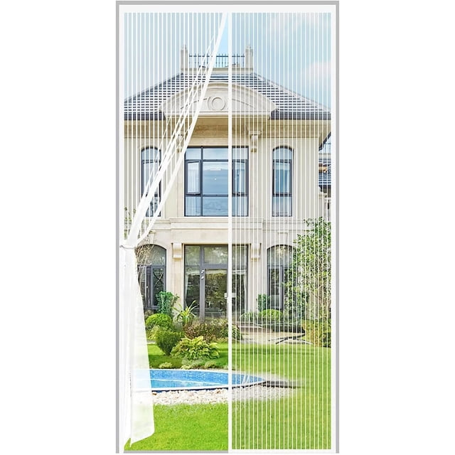 YSTIANN Porte Moustiquaire Magnétique - Rideau en Maille Auto-Scellant Mains Libres, Design à Bande Magique Pleine Cadre, Protection Robuste pour Porte d'Entrée 32x80 Pouces s34x81 AZ78-031