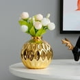 thumbnail image 4 of 2X Pequeño Jarrón de Cerámica Pequeña Flor en Relieve de Labios de Pescado Artesanías Decoraciones (Oro), 4 of 6
