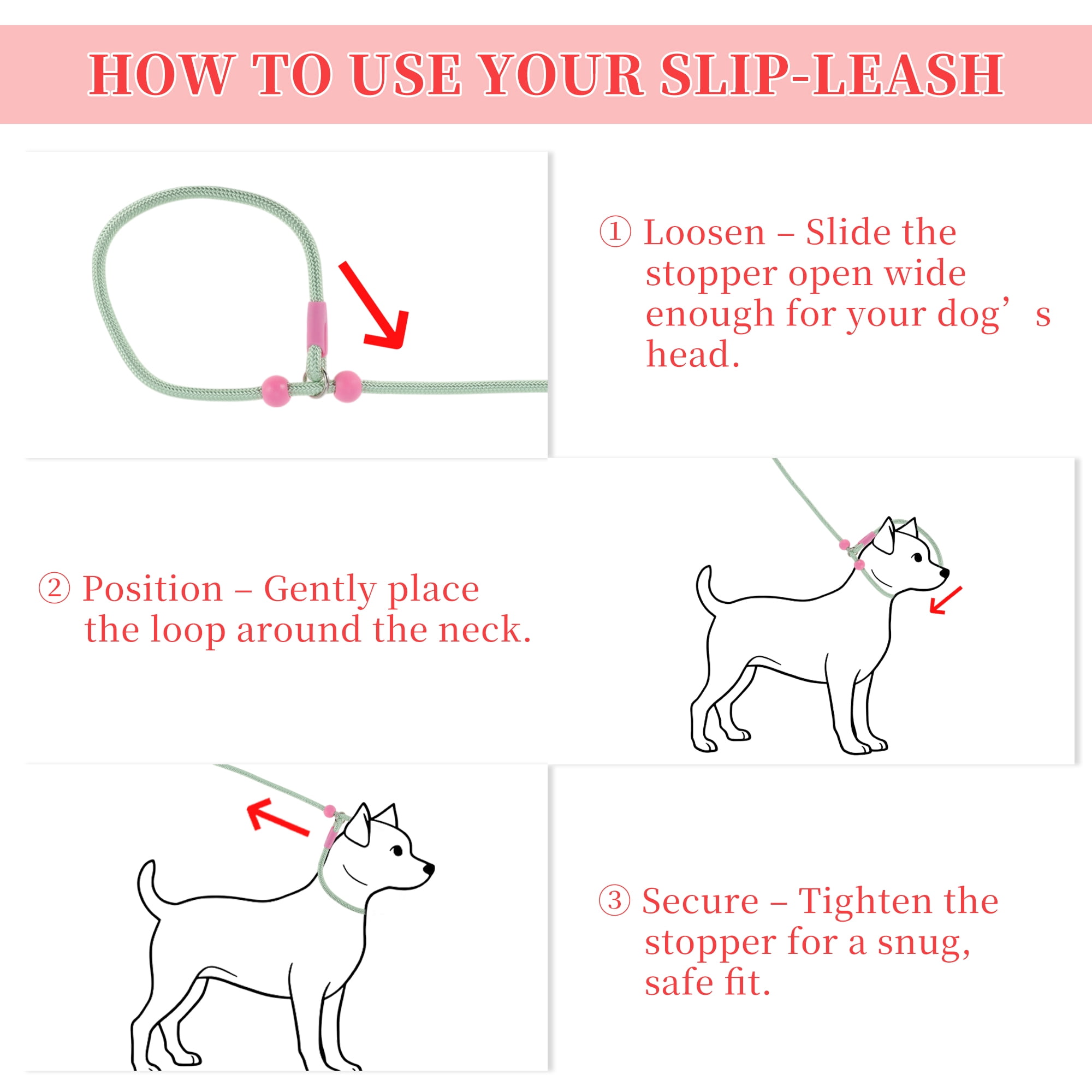 Unique Bargains Slip Leash for Dogs No Pull Heavy Duty Training Leash Medium Green 5ft