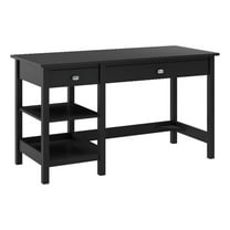 Pemberly Row 54W Computer Desk with Shelves in Classic Black - Engineered Wood