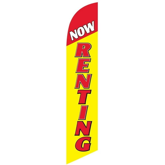 Now Renting yellow/red Feather Banner Swooper Flag - NO WIND REQUIRED - Replacement FLAG ONLY