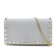 thumbnail image 1 of Pre-Owned Valentino Garavani Rockstud Shoulder Bag in Leather and Metal, Light Gray Gold,..., 1 of 5