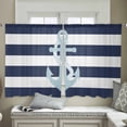thumbnail image 4 of Navy Blue Stripe Nautical Sheer Curtains 54 Inches Length 2 Panels Set, Window Sheer Curtains for Living Room/Bedroom, Aqua Anchor Summer Coastal Light Filtering Rod Pocket Curtain 52'' x 54'' x 2, 4 of 7