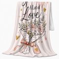 thumbnail image 2 of A Little Sparkle A Lot of Love Floral Bouquet Flannel Blanket, Cozy Romantic Line Art for Flower Lovers, Valentine's Day Gift and Home Decor for Bedroom and Guest Room, 2 of 9