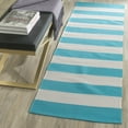 thumbnail image 3 of SAFAVIEH Montauk Saranna Striped Cotton Area Rug, Turquoise/Ivory, 9' x 12', 3 of 10