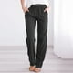 thumbnail image 2 of CEHVOM Pantalones rectos largos de cintura elástica con cordón de algodón y lino para mujer, 2 of 5