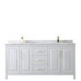 thumbnail image 2 of Wyndham Collection Daria 72" Wood Double Bathroom Vanity in White/Gold Trim, 2 of 3