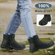 EONROACOO Mens Rain Boots Waterproof Rubber Ankle Boots for Mens, Black(Size 11)