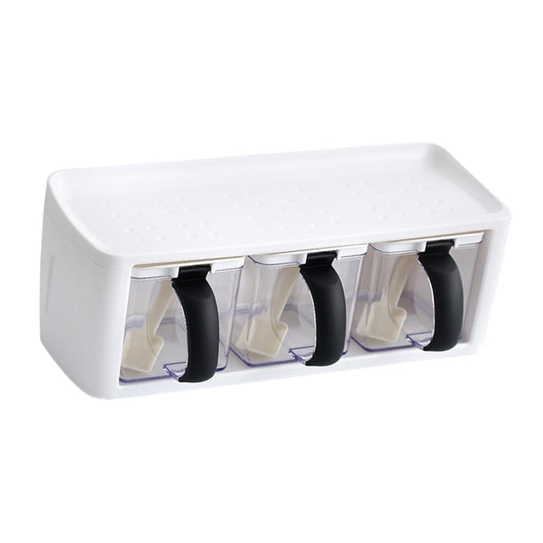 Tarros de especias con cuchara, tarros de especias, utensilios de cocina, contenedores de almacenamiento de especias, convenientes para uso en restaur 3 rejillas