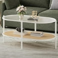 thumbnail image 3 of Garvee 2 Tier Oval Rattan Coffee Table 37.4 x 19.6 x 18.1", with Storage, White, 3 of 10
