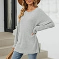 thumbnail image 7 of Lenpel Women's Tunic Tops Ribbed Knit Long Sleeve Crew Neck Side Split Loose T Shirts Soft Casual Tee Blouses Fall Fashion Outfits(Gray,Large), 7 of 7