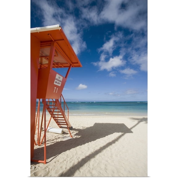 Great BIG Canvas | Rolled M Swiet Productions Poster Print entitled Hawaii, Oahu, Waikiki Beach, Lifeguard Tower