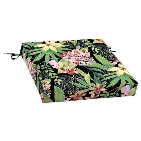 Tropical Outdoor Furniture Better Homes & Gardens Black Tropical 21 x 21 in. Outdoor Dining Seat Cushion with EnviroGuard ()