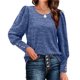 thumbnail image 4 of Camiseta básica suave de manga larga con botones para mujer, camiseta lisa informal con cuello redondo, Tops sencillos holgados para mujer, ropa de calle 2022, 4 of 5