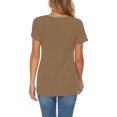 thumbnail image 6 of MRULIC shirts for women Women's Summer Fashion Knit Short Sleeve Tunic Top V-neck Loose Shirt Women Shirts Brown + M, 6 of 9