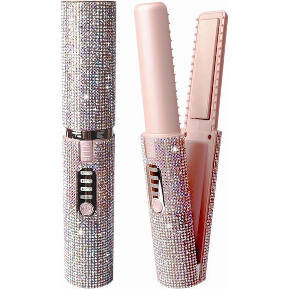 Cordless Hair Straightener and Curler 2 in 1, Portable Mini Cordless Flat Iron for Fine Soft Short Hair, Travel Rechargeable Hair's Straightener, 4800mAh Battery