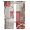 Abstract Retro Distressed Red Texture Tulle In Sheer Curtains For