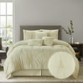 thumbnail image 2 of Nanshing Jennae 7 Piece Shabby Chic Pintuck Comforter Set, Beige, King, 2 of 12