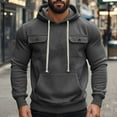thumbnail image 2 of AnuYalue Cargo Hoodie for Mens Winter Fleece Multi Pockets Outdoor Hooded Sweatshirt Loose Fit Long Sleeve Pullover, 2 of 8