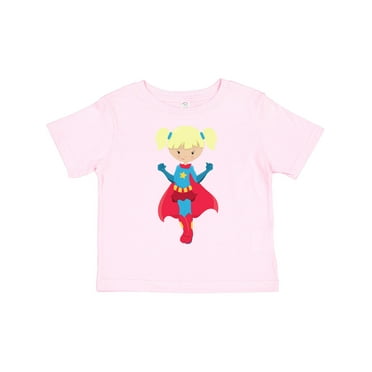 Inktastic Superhero Girl, Cute Girl, Blonde Hair, Red Cape Girls Toddler T-Shirt