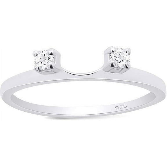 Two Stone Enhancer Guard Diamond Ring 1.8 Ct Round Diamond 14K White Gold Over