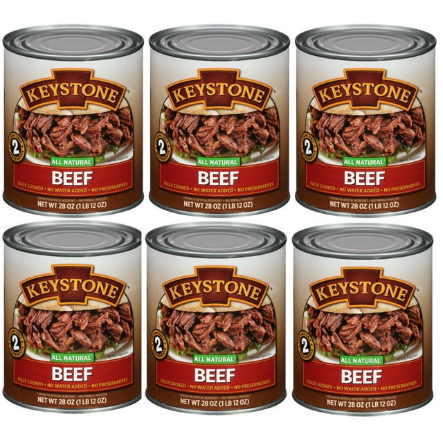 (6 Cans Pack) Keystone Meats All Natural Canned Beef 28 Ounce Emergency ...