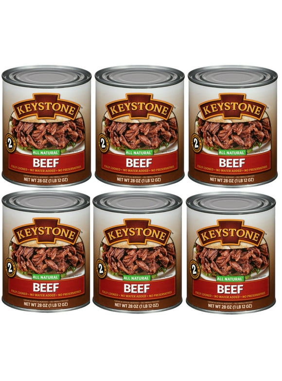 (6 Cans Pack) Keystone Meats All Natural Canned Beef 28 Ounce  Emergency Long Shelf Life Camping Food 