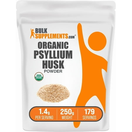 BulkSupplements Organic Psyllium Husk Powder - 1.4g per Serving - 250 Grams (8.8 oz) - 179 Servings