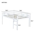 thumbnail image 3 of Solid Wood Full Loft Bed Frame with Storage Space and High guardrail, Platform Bed Frame with Ladder and Strengthened Slats, Low Height Design, No Box Spring Needed, White, 3 of 8