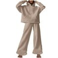 thumbnail image 2 of Womens Fashion Hoodie and Sweatpant Sets for Women Lounge Sports Jogging Outfits Fall Winter Loose Sweatsuits (S, Beige), 2 of 6