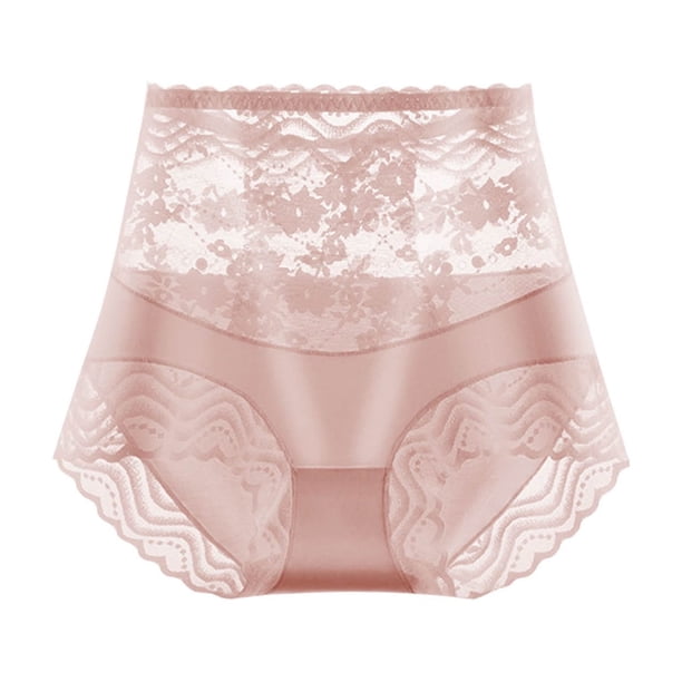 Puntoco Ropa interior breve para mujer, bragas de cintura alta con encaje de flores de color sólido y gran elasticidad para realzar el abdomen y los glúteos