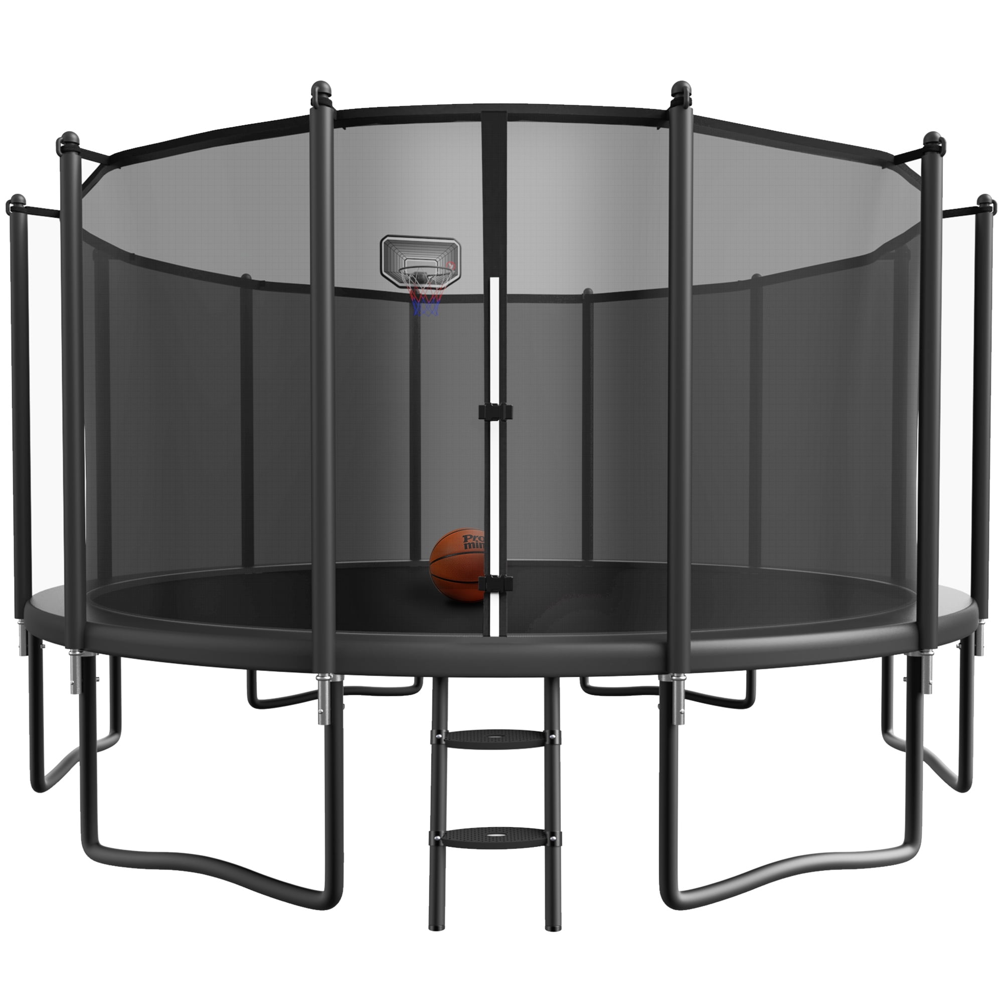 YORIN Trampoline with Enclosure Net 1500LBS 15FT Trampoline for 7-8 Kids Adults Recreational Trampolines with Basketball Hoop Ladder Galvanized Outdoor Heavy Duty Trampoline