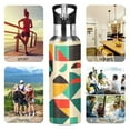 thumbnail image 7 of Yayeee 33oz Insulated Water Bottle Double Wall Stainless Steel with Flip Straw Lid, Beige Geometric, 7 of 7