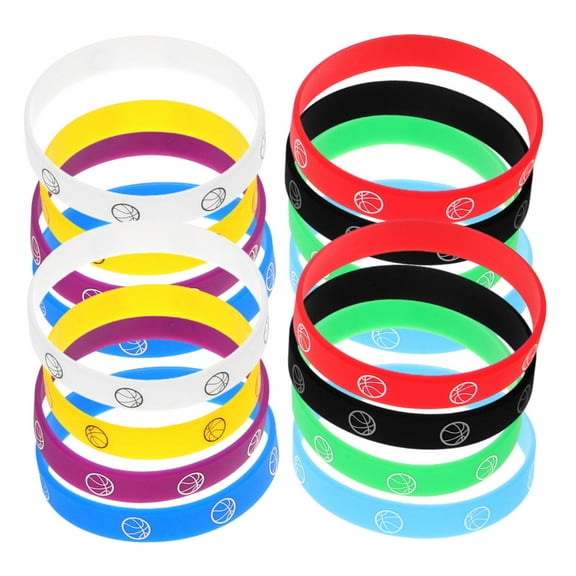 KALLORY 16Pcs Silicone Bracelets Set Circular and Stretchable for Unisex Retro and Sports Themes