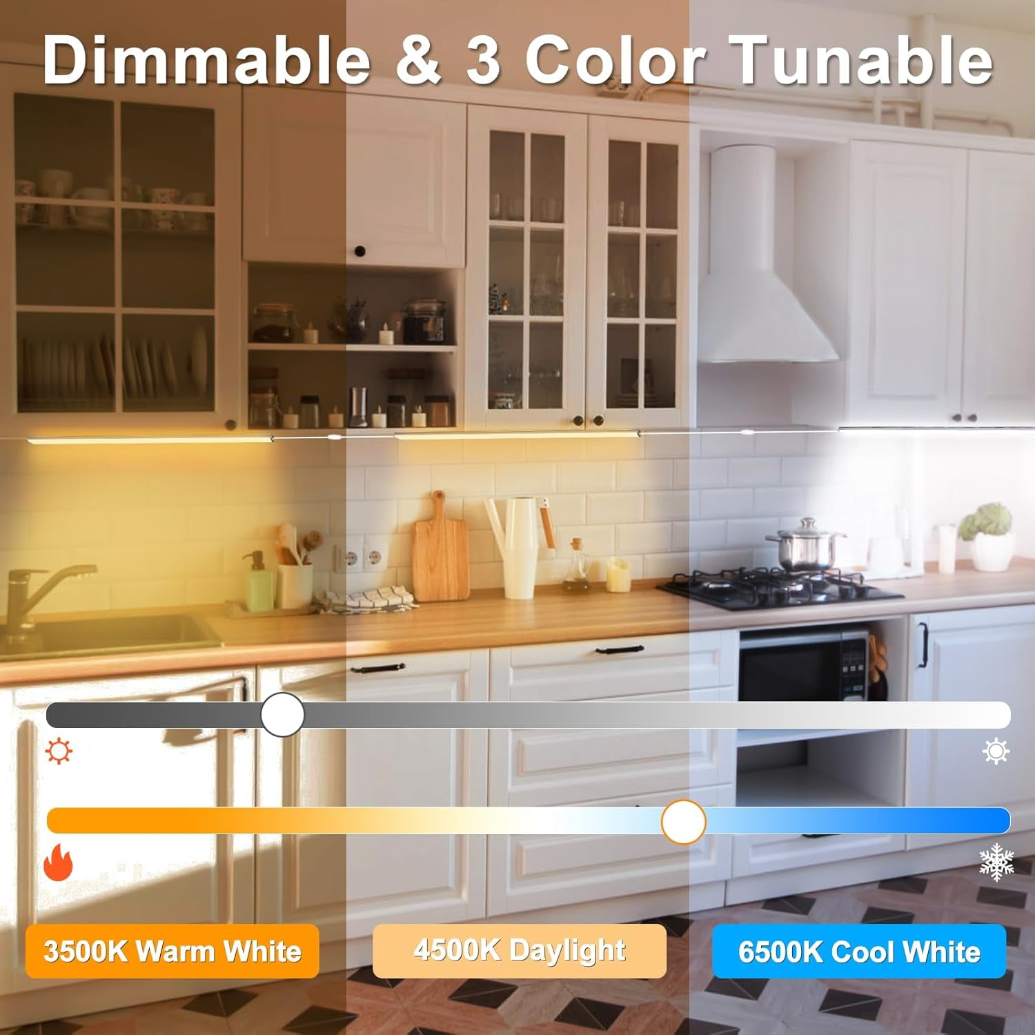 Under Cabinet Lights, Super Bright Led Under Cabinet Lighting 3 Color Temperatures Dimmable 12 Inch Ultra Thin Cabinet Lights with Remote App Control, Led Light for Kitchen Closet (3 Pcs)