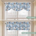 thumbnail image 5 of Tie Up Valance Curtain for Kitchen,Watercolor Marine Shell Conch Starfish Rod Pocket Short Curtains Adjustable Tie-Up Shade Valances,Ocean Life Blue Stripes Window Treatment for Bathroom Living Room, 5 of 9