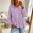 thumbnail image 2 of Yigetop Women's Peplum Hooded Sweatshirt Long Sleeve Puff Sleeve Loose Casual Pullover Hoodie Tops Light Violet 3XL, 2 of 4