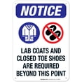 thumbnail image 1 of Lab Coats And Closed Toe Shoes Are Required Beyond This Point Sign, OSHA Sign, 10x7 Aluminum, 1 of 1