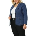 thumbnail image 4 of Agnes Orinda Women's Plus Size Denim Blazer Notched Lapel Button Work Jean Jackets 2X Sky Blue, 4 of 8