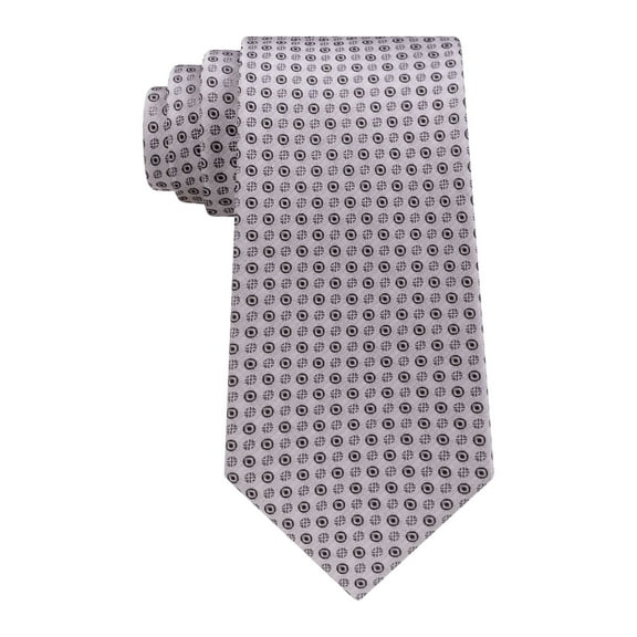 CALVIN KLEIN Mens Silver Bullseye Silk Slim Neck Tie